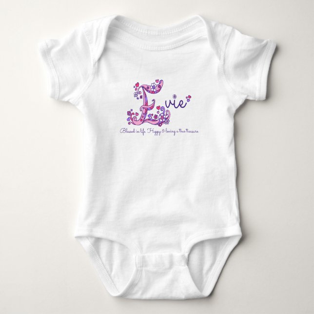 Evie girls name & meaning E monogram shirt (Front)
