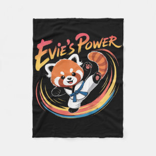 Evie's Power Red Panda Taekwondo Karate Blue Belt Fleece Blanket
