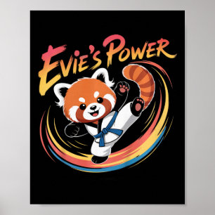 Evie's Power Red Panda Taekwondo Karate Blue Belt  Poster