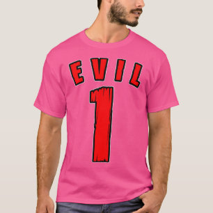 Evil 1 One Team Player Distressed Varsity Hallowee T-Shirt