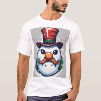 Evil Angry Snowman Christmas Logo T-Shirt Design