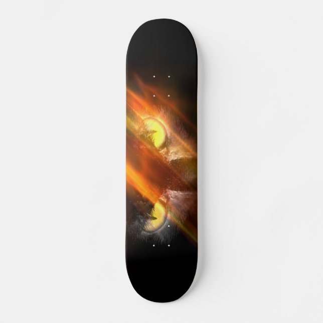 Evil animal eyes in the darkness with fire skateboard (Front)