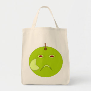 Evil Apple with Scar Halloween Funny Grocery Tote Bag