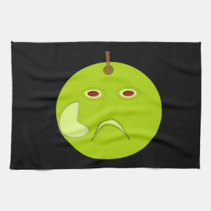 Evil Apple with Scar Halloween Kitchen Towel