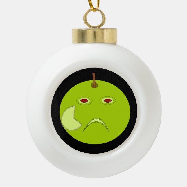 Evil Apple with Scar Halloween Ornament (Front)