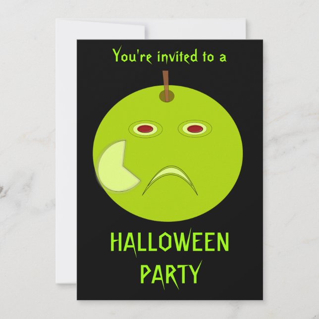Evil Apple with Scar Halloween Party Custom Invite (Front)