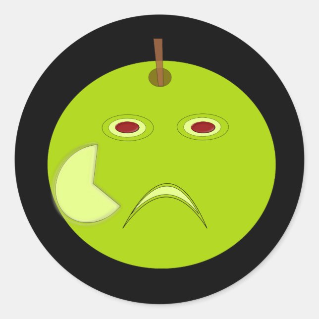 Evil Apple with Scar Halloween Stickers (Front)