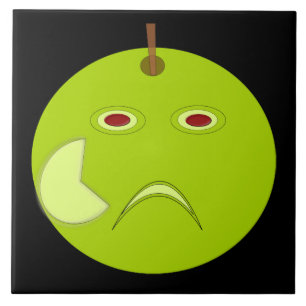 Evil Apple with Scar Halloween Tile
