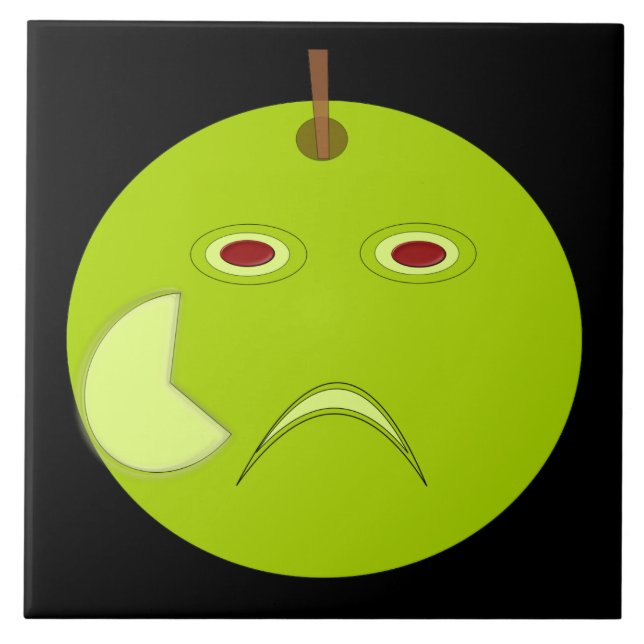 Evil Apple with Scar Halloween Tile (Front)