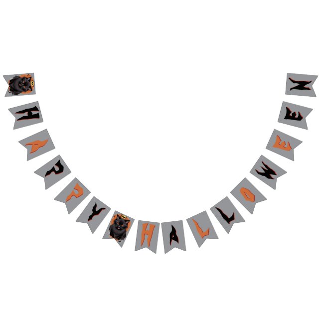 Evil Black Cat Halloween Party Banner (All)