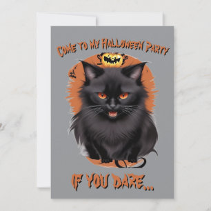Evil Black Cat Halloween Party Invitation