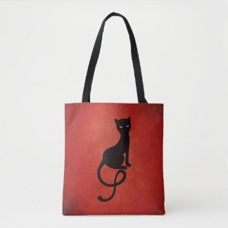 Evil Black Cat Red Elegant Tote Bag
