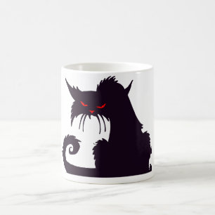 Evil Black Cat Silhouette with Red Eyes Coffee Mug
