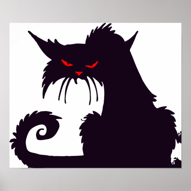 Evil Black Cat Silhouette with Red Eyes Poster (Front)