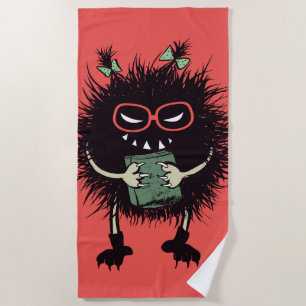 Evil Book Lover Character - Edgy Reading Beach Towel