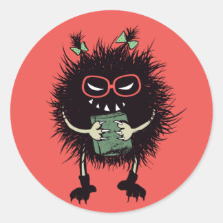 Evil Book Lover Character - Edgy Reading Classic Round Sticker