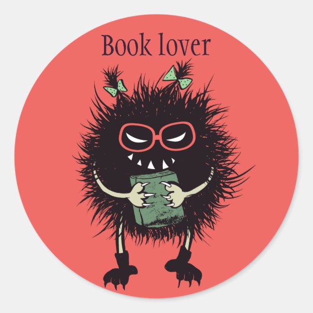 Evil Book Lover Character - Edgy Reading Classic Round Sticker (Front)