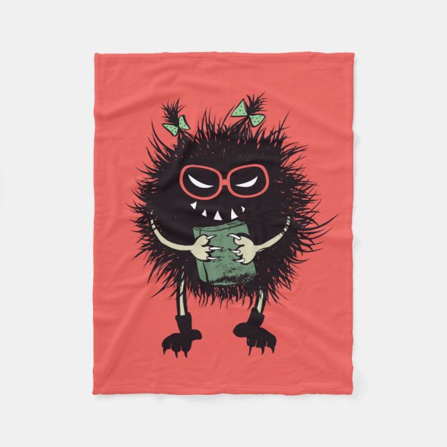 Evil Book Lover Character - Edgy Reading Fleece Blanket (Front)