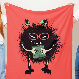 Evil Book Lover Character - Edgy Reading Fleece Blanket