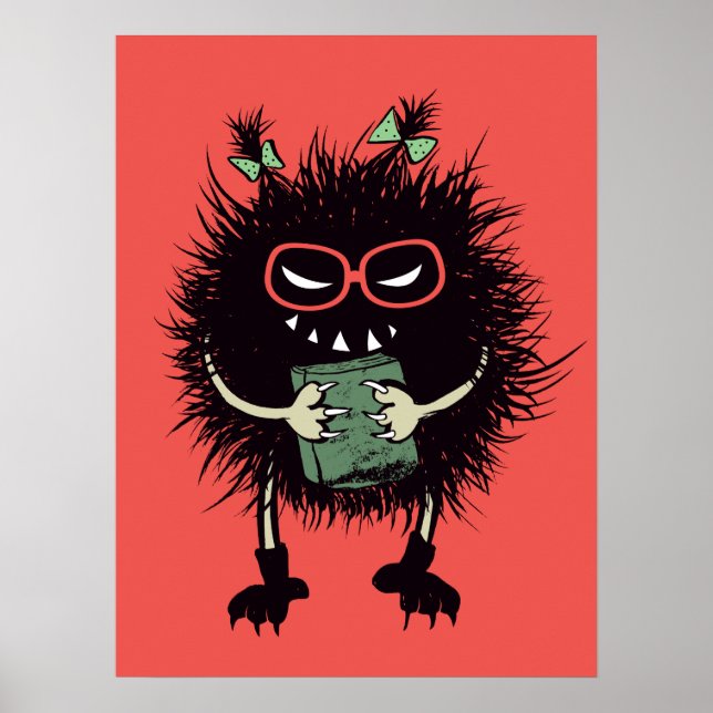Evil Book Lover Character - Edgy Reading Poster (Front)