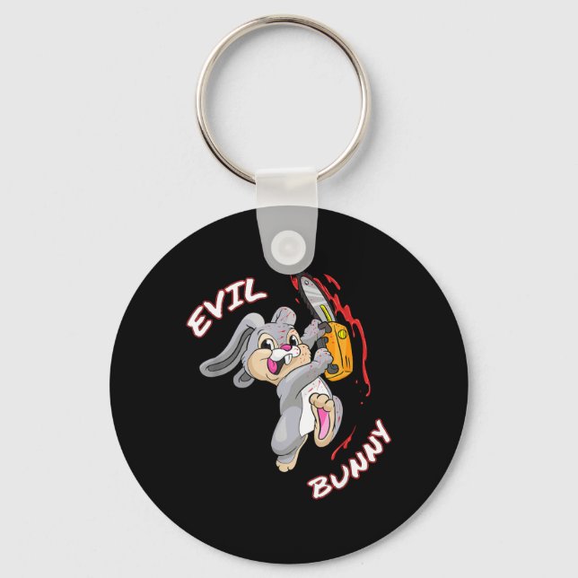 Evil Bunny Shirt Halloween funny Bad Rabbit Killer Key Ring (Front)