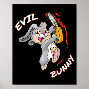 Evil Bunny Shirt Halloween funny Bad Rabbit Killer Poster