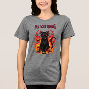 Evil Cat on Flames Halloween Tri-Blend Shirt