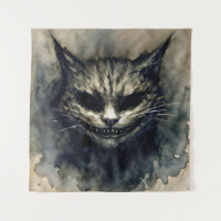 Evil Cat Smiling Watercolor Artwork