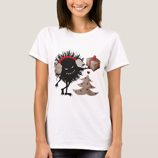 Evil Character Gives Christmas Present T-Shirt (Front)