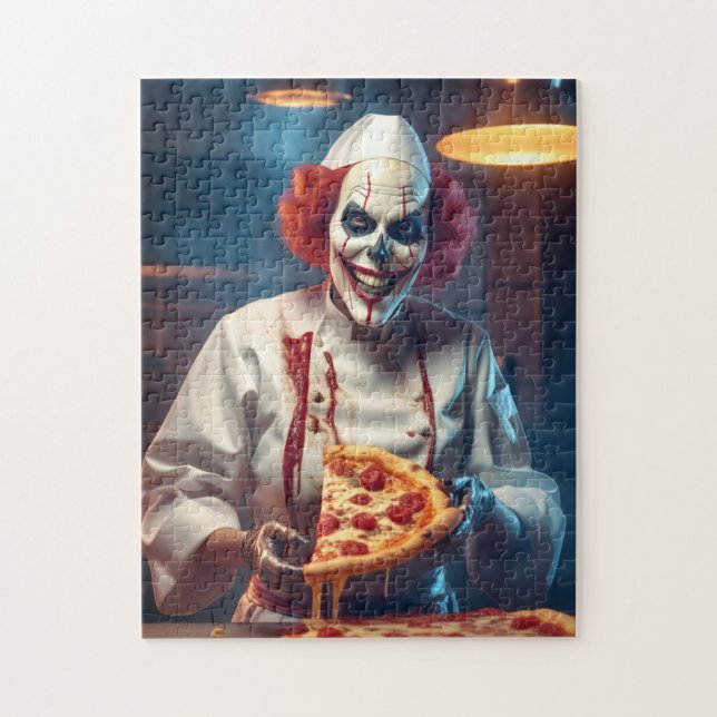 Evil Chef Clown Melting Pizza Scary Skeleton Gift Jigsaw Puzzle (Vertical)