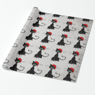 Evil Christmas Black Cat Wrapping Paper