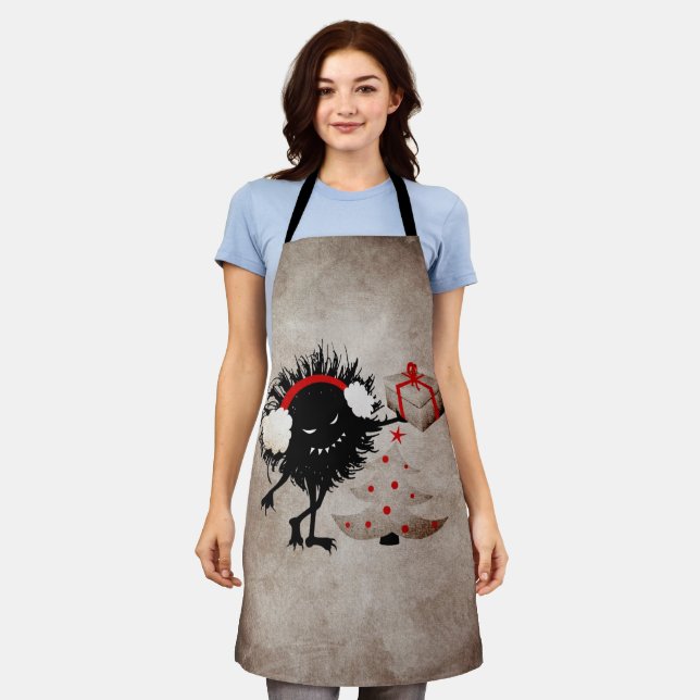 Evil Christmas Bug Gives Present Apron (Worn)