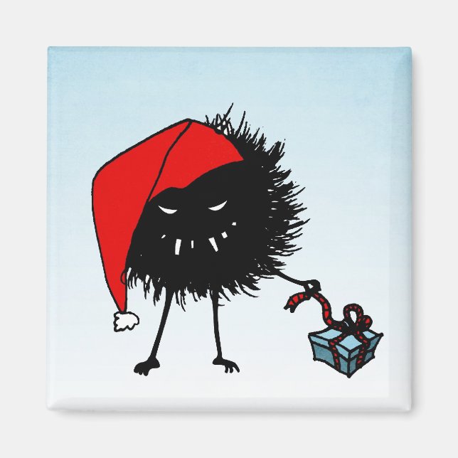 Evil Christmas Bug Opening Present Magnet (Front)