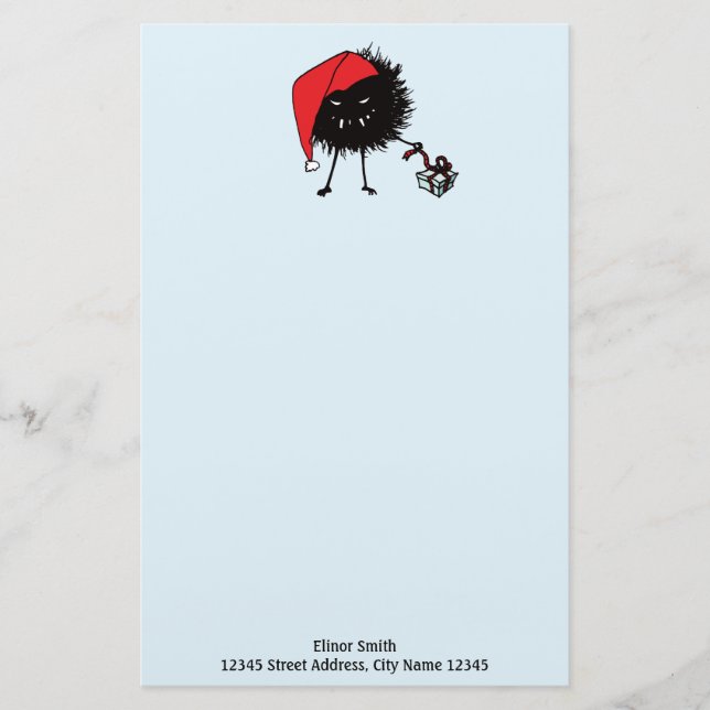 Evil Christmas Bug Unpacking Present Stationery (Front)