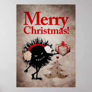 Evil Christmas Bug With Present - Funny Holiday Poster