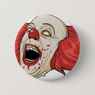 Evil clown design 6 cm round badge