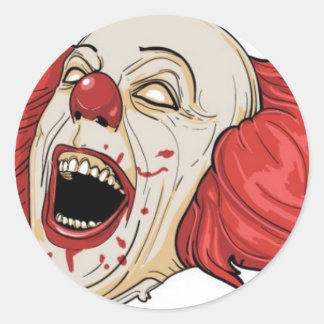 Evil clown design classic round sticker