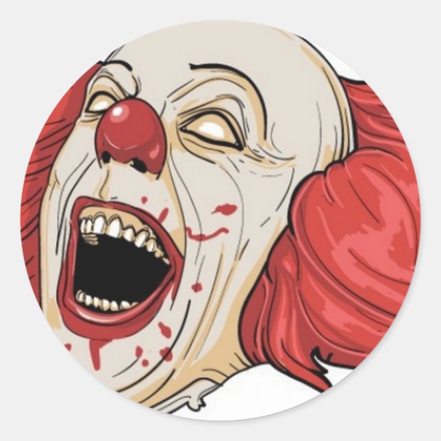 Evil clown design classic round sticker (Front)
