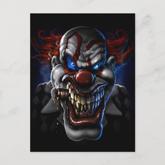 Evil Clown Face Postcard (Front)