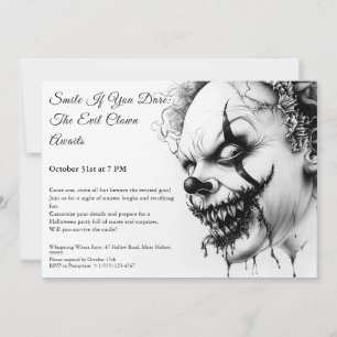 Evil Clown Halloween Invitation – Sinister Smile