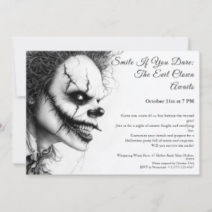 Evil Clown Halloween Invitation – Sinister Smile