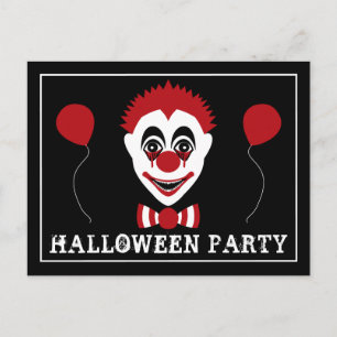 Evil Clown, Halloween Party Announcement Postcard