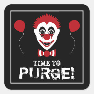 Evil Clown, Halloween Square Sticker