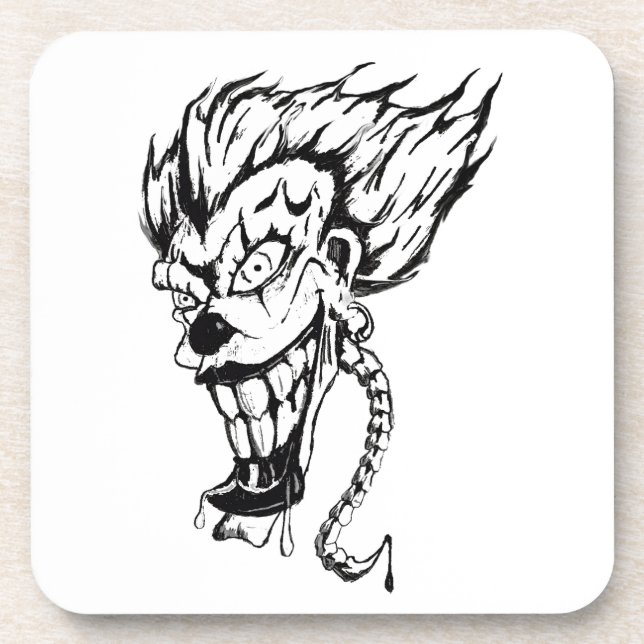 Evil clown Hard Plastic coasters set of 6 (Front)