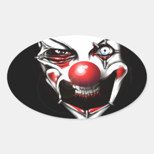 Evil Clown Oval Sticker