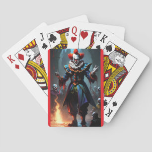 Evil clown poker cards red
