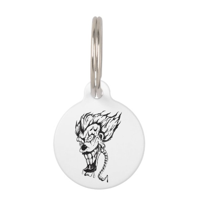 Evil clown round pet tag (Front)