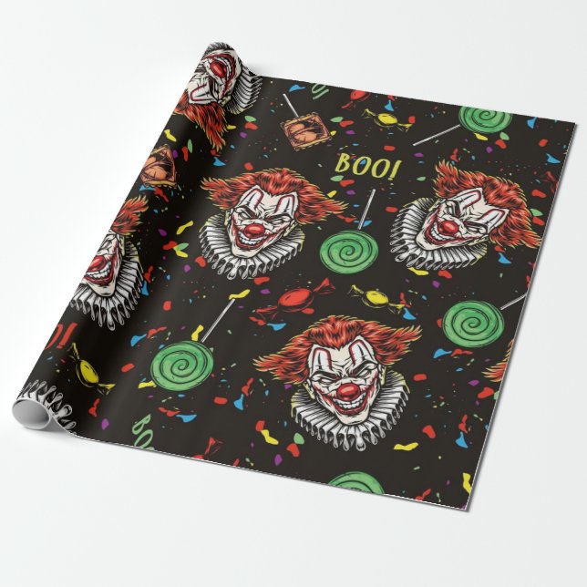 Evil Clowns And Candy Wrapping Paper (Unrolled)