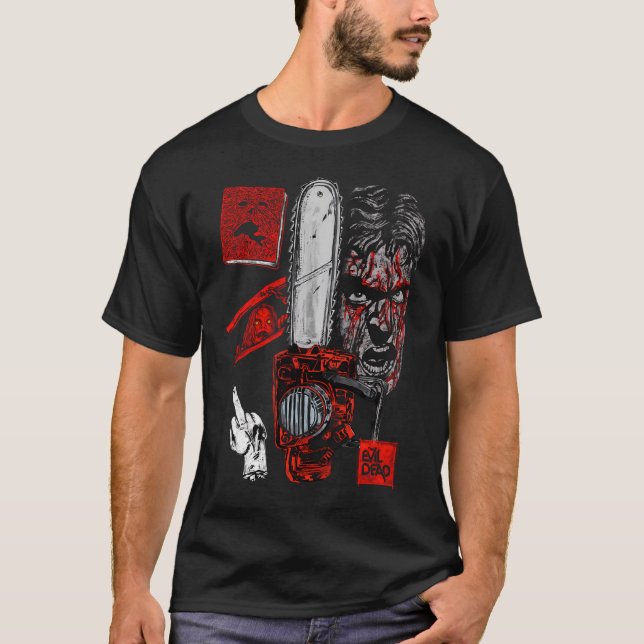 Evil Dead "Groovy" Ash Williams - Chainsaw, Necron T-Shirt (Front)