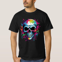 Evil Death Skull: Graffiti Colorful T-shirt Art